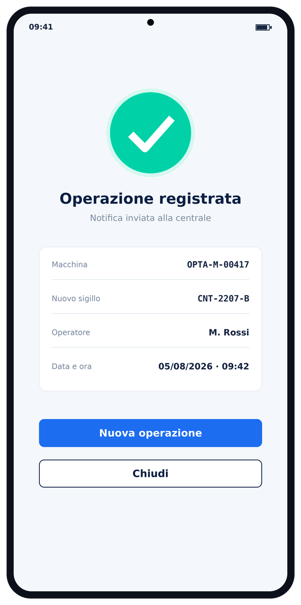 App Optacash — operazione confermata